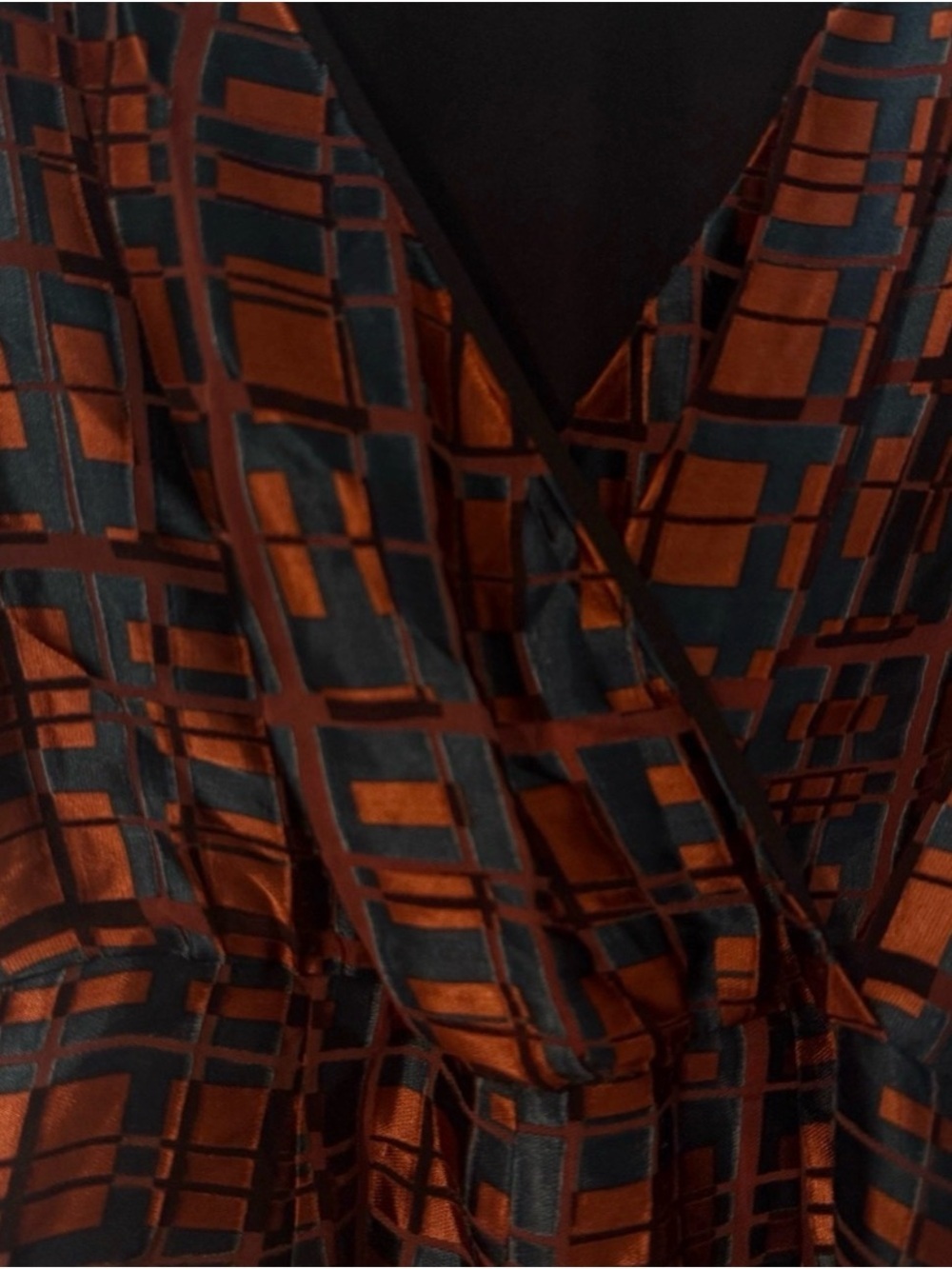 Reiss Orange and Charcoal Geometric Long Sleeve Dress - Picture 3 of 4